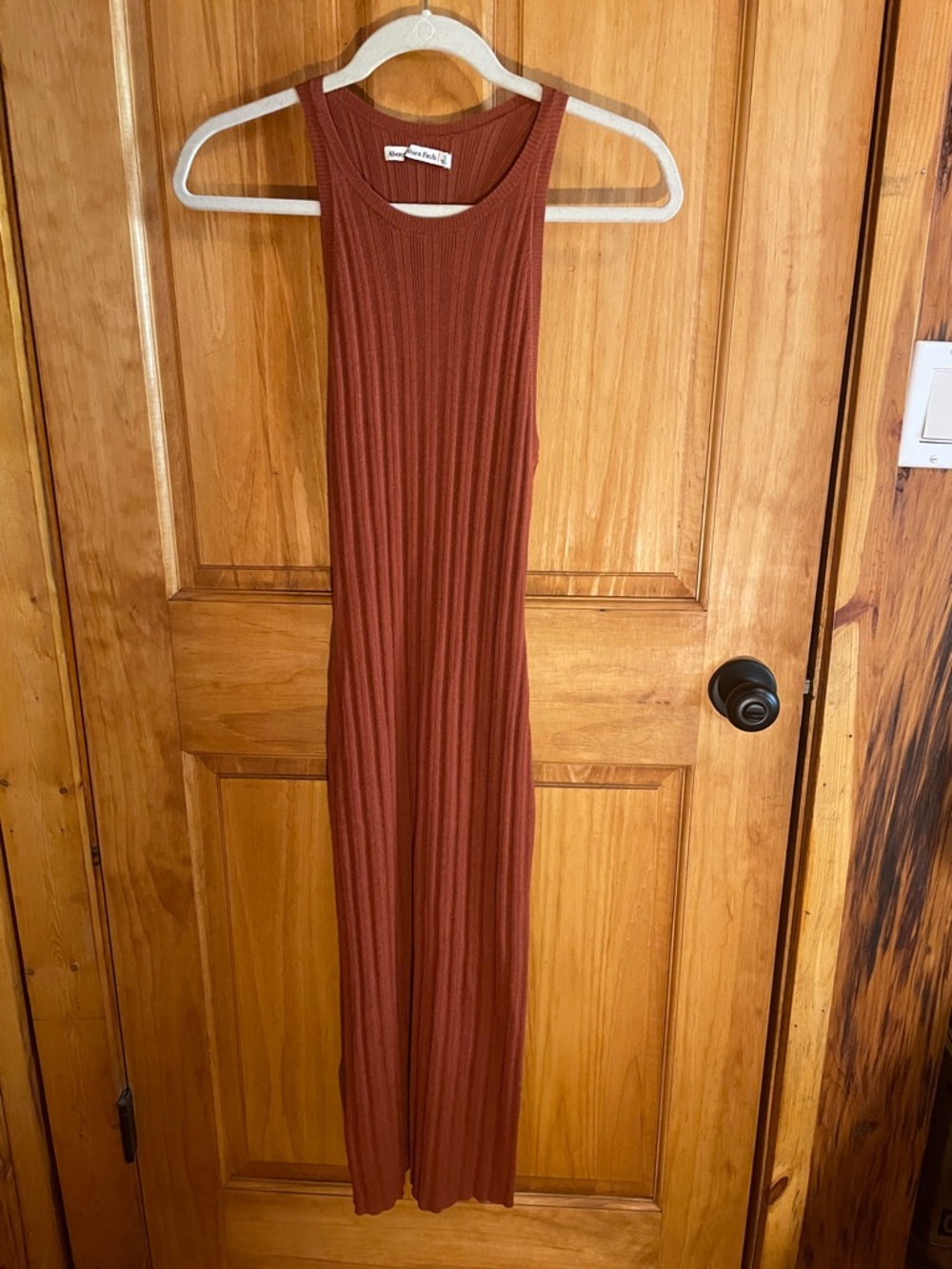 Abercrombie & Fitch Ribbed Knit Racerback Sleeveless Maxi Dress w/slit, Sz Sm